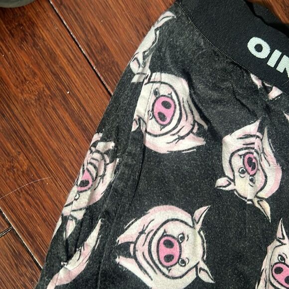 Mens Small Pajama Bottoms - OINK - Black Pig Pants - Pockets - Size Small - Picture 3 of 4